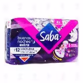 Saba Buenas Noches Extra 12 Toallas Nocturnas